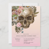 Invitation Gothique Dusty Pink Crâne Vintage (Devant)