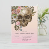 Invitation Gothique Dusty Pink Crâne Vintage (Debout devant)