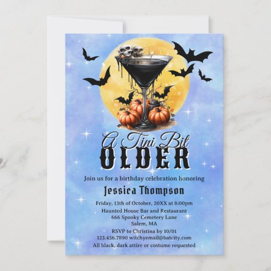 Invitation Gothique Éffrayant A Tini Un Peu Plus Ancien Anniv (Devant)