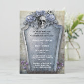 Invitation Gothique Éffrayant squelette Mariage d'Halloween (Debout devant)