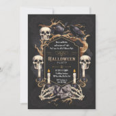 Invitation Gothique Elegance Skuls Corbeau Halloween Party (Devant)