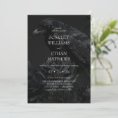 Invitation Gothique Elégant Corbeau & Rose Black Handfasting (Debout devant)