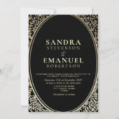 Invitation Gothique Elegant noir et or Mariage (Devant)