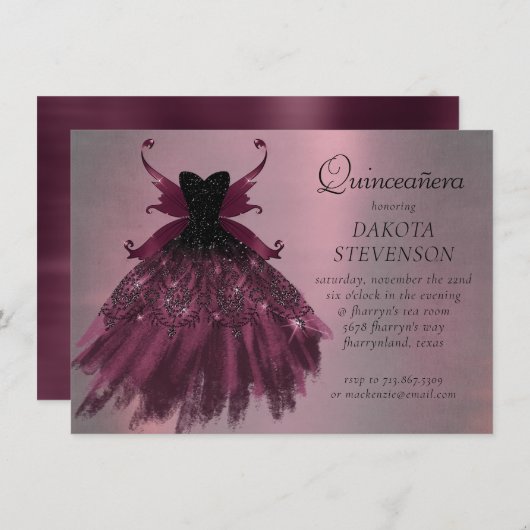 Invitation Gothique Fairy Fuchsia Gown | Punk Rock rose Magen (Devant / Derrière)