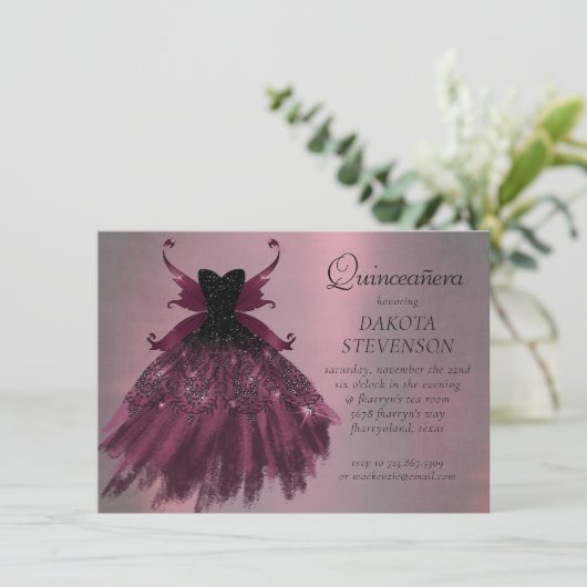 Invitation Gothique Fairy Fuchsia Gown | Punk Rock rose Magen (Debout devant)