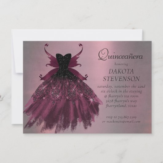 Invitation Gothique Fairy Fuchsia Gown | Punk Rock rose Magen (Devant)