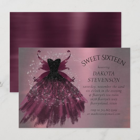 Invitation Gothique Fairy Fuchsia Gown | Punk Rock rose Magen (Devant / Derrière)