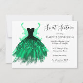 Invitation Gothique Fairy Turquoise Gown | Fleur verte profon (Devant)
