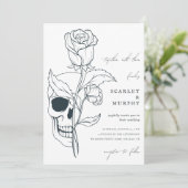 Invitation Gothique Floral Crâne & Monogramme Mariage d'Hallo (Debout devant)