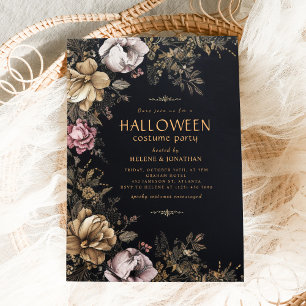 Invitation Gothique Floral foncé Adulte Halloween Party