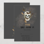 Invitation Gothique Floral Mouettes crâne Mariage RSVP (Devant / Derrière)
