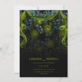 Invitation Gothique Floral Vert & Noir Glow Handfasting (Devant)