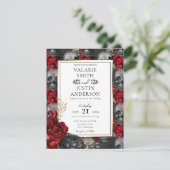 Invitation gothique florale rouge et noire tout-en (Debout devant)