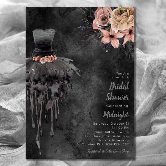 Invitation gothique Flore nuptiale noire
