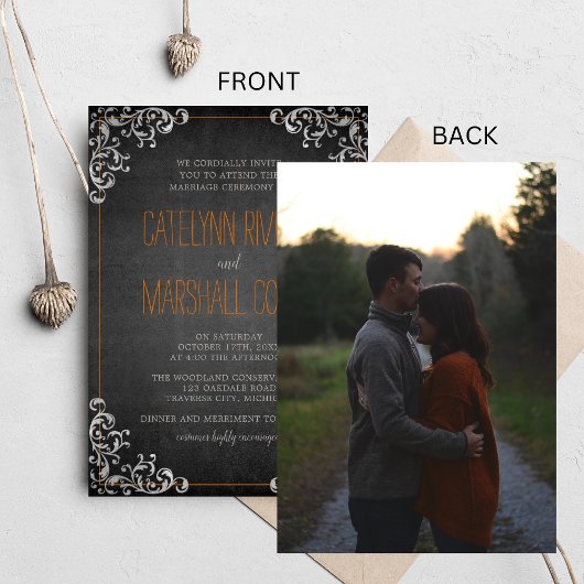 Invitation Gothique Flourish Halloween Mariage photo de vacan