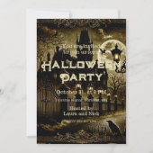 Invitation Gothique foncé Victorien Vintage Halloween Éffraya (Devant)