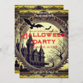 Invitation Gothique foncé Vintage victorien Éffrayant Hallowe (Devant / Derrière)