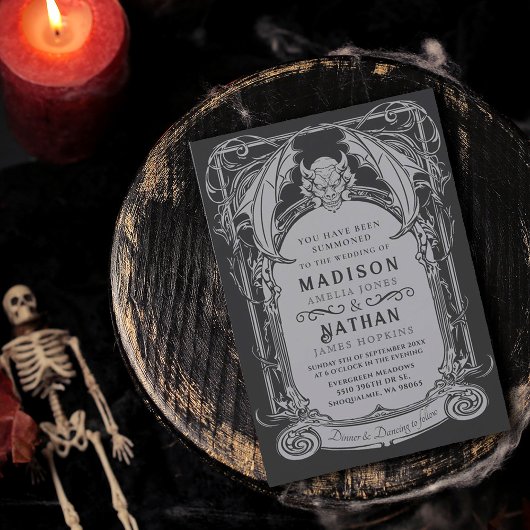 Invitation Gothique Gargoyle Halloween Mariage