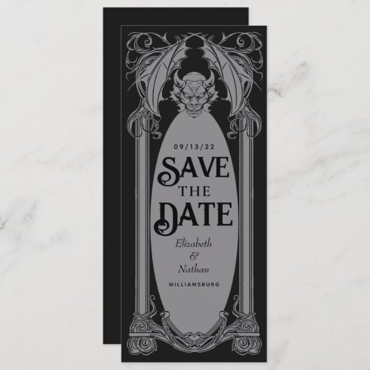 Invitation Gothique Gargoyle Halloween Mariage Enregistrer la (Devant / Derrière)