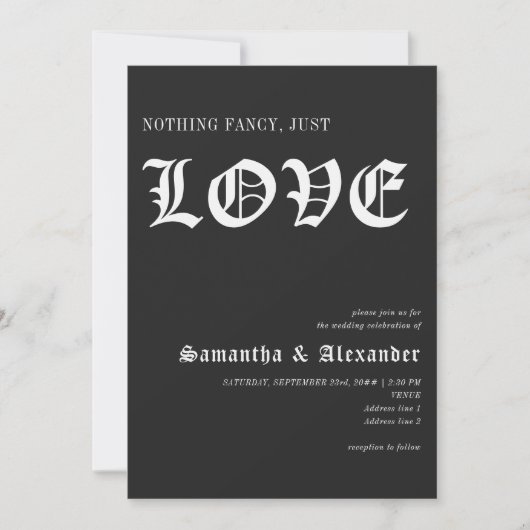Invitation Gothique Glam Rien De Fancy Just Love Black Mariag (Devant)