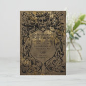 Invitation Gothique Gold Foil Halloween Party (Debout devant)