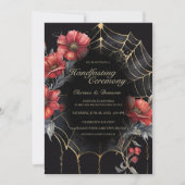 Invitation Gothique Gold & Red Spider Floral Web Handfasting (Devant)