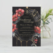 Invitation Gothique Gold & Red Spider Floral Web Handfasting (Debout devant)