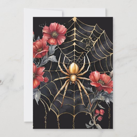 Invitation Gothique Gold & Red Spider Floral Web Handfasting (Dos)