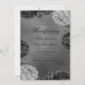 Invitation Gothique Gris Monochrome Élégant Floral Handfastin (Devant)