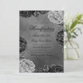 Invitation Gothique Gris Monochrome Élégant Floral Handfastin (Debout devant)