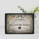Invitation Gothique Halloween Elegance Party Black & Gold Sku (Debout devant)