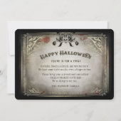 Invitation Gothique Halloween Elegance Party Black & Gold Sku (Dos)