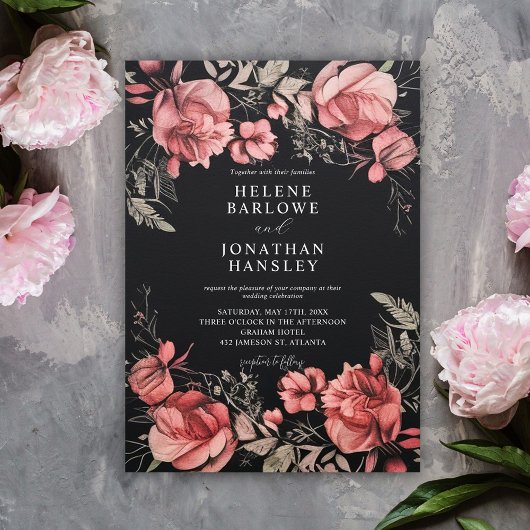 Invitation Gothique Halloween Floral Mariage
