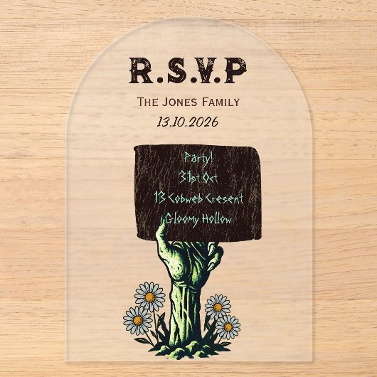 Invitation gothique Halloween Main de zombie (Recto)