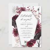 Invitation Gothique Halloween Mariage Bourgogne Noir (Devant)