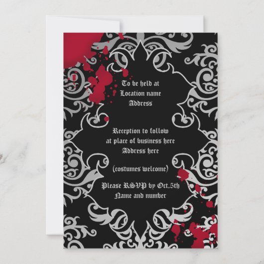 Invitation Gothique Halloween mariage élégant (Dos)