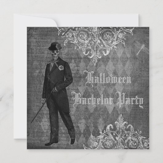 Invitation Gothique Halloween Marié Shabby Chic Enterrement d (Devant)