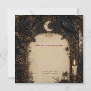 Invitation Gothique Halloween Monde Ancien Roses Bourgogne, L