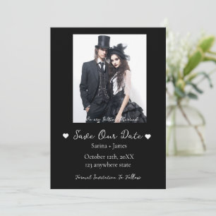 Invitation Gothique Halloween Noir Enregistrer la date Mariag