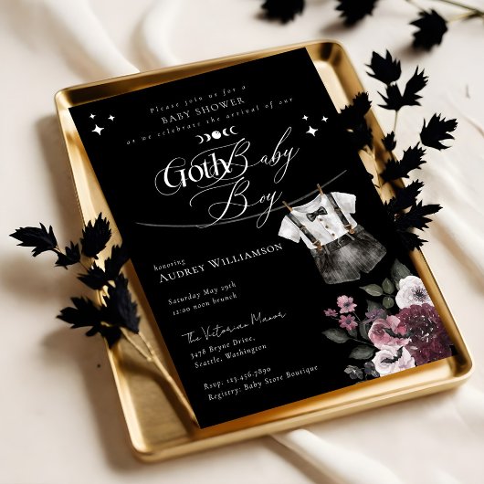 Invitation Gothique Halloween Noir Formal Goth Baby shower ga