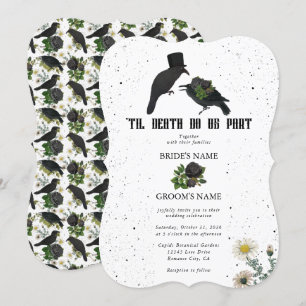 Invitation Gothique Halloween noir Rose Corbeaux Mariage