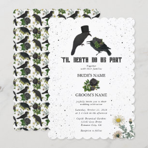 Invitation Gothique Halloween noir Rose Corbeaux Mariage