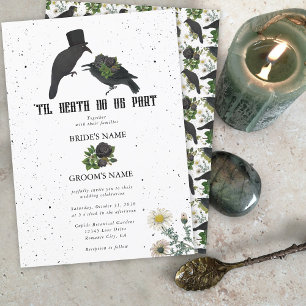 Invitation Gothique Halloween noir Rose Corbeaux Mariage