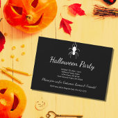 Invitation Gothique Halloween Party White Spider Black