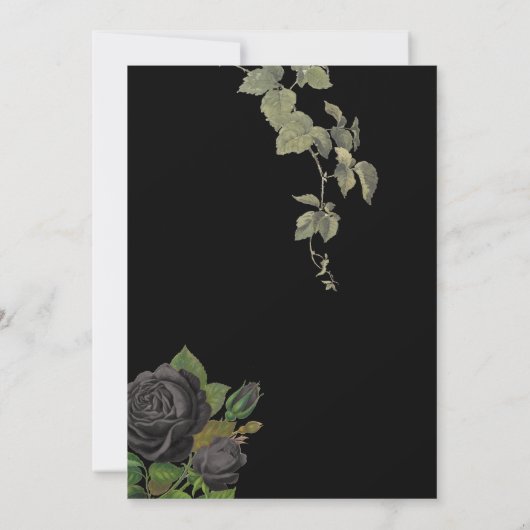 Invitation Gothique Halloween Rose noir Mariage (Dos)