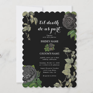 Invitation Gothique Halloween Rose noir Mariage