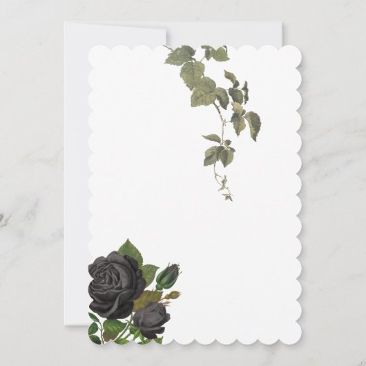 Invitation Gothique Halloween Rose noir Mariage blanc (Dos)
