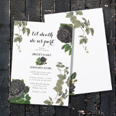Invitation Gothique Halloween Rose noir Mariage blanc