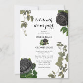 Invitation Gothique Halloween Rose noir Mariage blanc (Devant)