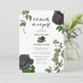Invitation Gothique Halloween Rose noir Mariage blanc (Debout devant)